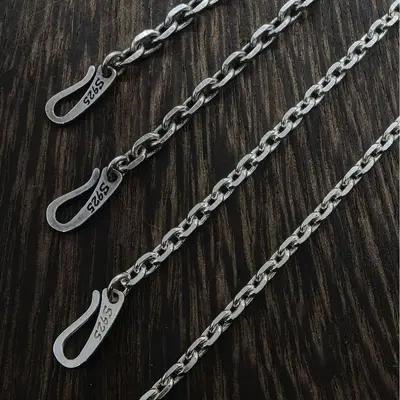 925er Silber Unisex-Halskette, Thai Silber, Vintage-Stil