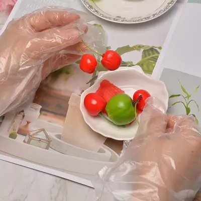 Disposable Transparent Plastic Gloves, Food-Grade, Thickened