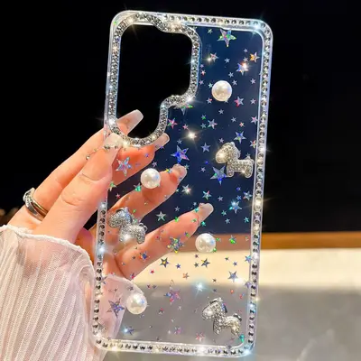 适用三星S26Ultra珍珠小马手机壳S24FE闪钻S25全包防摔DIY保护套 - 9