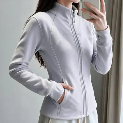 Kadın Slim Fit Polar Fleece Fermuarlı Ceket, Kalın, Dik Yaka, 2026 Sezon - 10