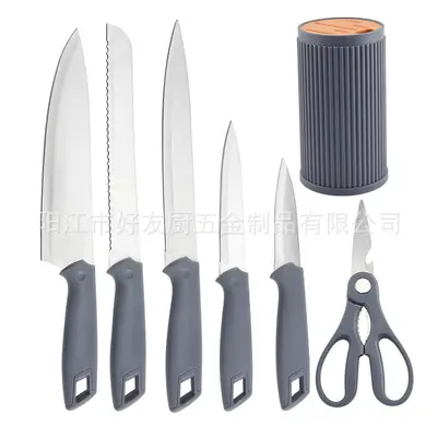 Neues 7-teiliges Edelstahl-Messerset mit Aufbewahrungseimer, Küchenmesser, Obstmesser, Küchenmesserset