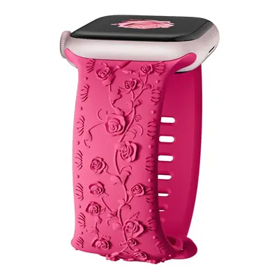 Embossed Silicone Strap for Apple Watch S9, 40/44mm and 45/41mm, Rose Color - 12