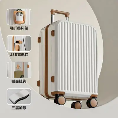 Neuer kontrastfarbiger Koffer Damen Rollentasche Herren robust und langlebig Universal-Rollen Student 20 Zoll Zahlenkombinations-Koffer Trolley
