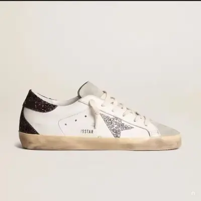 Distressed-Star-Sneaker aus echtem Leder, Colorblock - 13