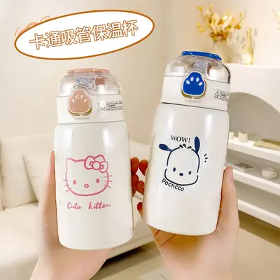 316 paslanmaz çelik termos bardak, pipetli, 500 ml kedi pençesi tasarım - 3