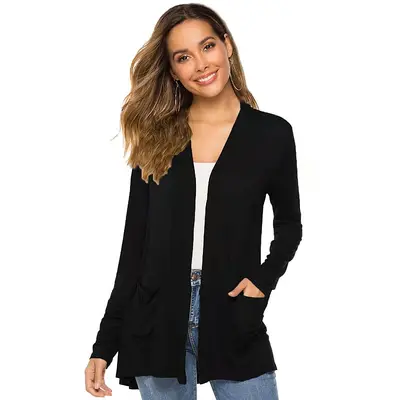 Strickjacke für Damen in Großen Größen, Uni, langarm