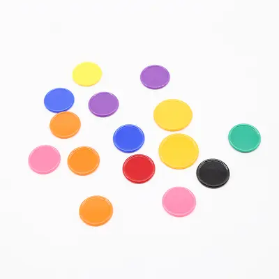Plastic Chip Coins Without Face Value, Solid Color, Round Mahjong Tiles