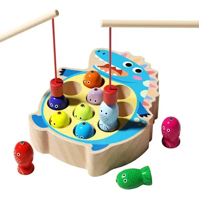 Montessori ahşap meşgul tahtası, manyetik balık oyunu - 7
