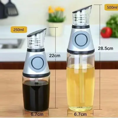 Sınır Ötesi Cam Ölçülü Yağ Döküm Şişesi Basınçlı Tip Ev Kullanımı Baharat Şişesi Dereceli Kontrollü Ölçüm Damlama Önleme 500ml