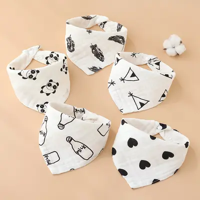 Baby triangle bib, 4-layer cotton, printed