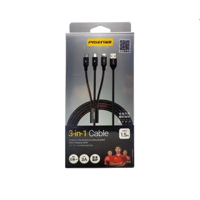 Pinsheng 3-in-1 braided 100W şarj kablosu, Type-C hızlı - 13