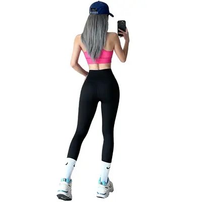 Yogahose ohne Scheuernaht, hohe Taille, mit Taschen, Po-Lifting, Damen Herbstmodell - 6