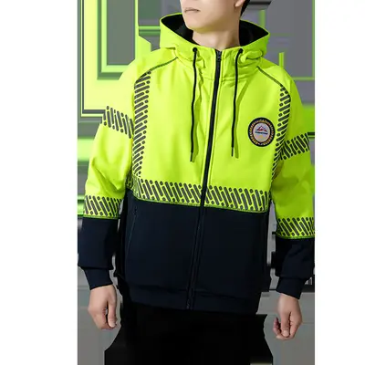 Erkek Yansıtıcı Kapüşonlu Sweatshirt 360G Polar Kumaş Su Geçirmez Outdoor Güvenlik Giyimi - 7