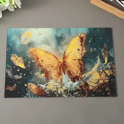 UV Printed Art Glass Decorative Wall Art Butterfly Pattern