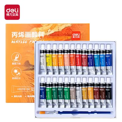 Deli acrylic paint set 12/18/24 colors water and sun resistant - 9