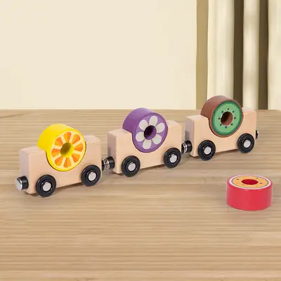 Wooden farm building blocks with number and shape recognition