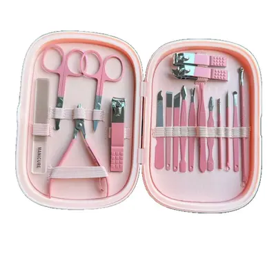 Edelstahl Nagelschere Set 18-teilig Nagelwerkzeug Nagelzange Nagelfeile Nagelpflege Maniküre Set mit tragbarem Aufbewahrungsbox - 6