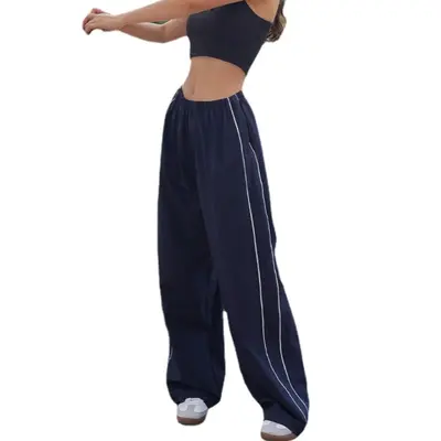 Long Casual Pants with Side Drawstrings, Elastic Waist, 2025 Summer - 7