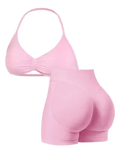 DFYNE dikişsiz naylon halter atlet, yüksek bel tayt takımı, yoga kıyafeti - 9