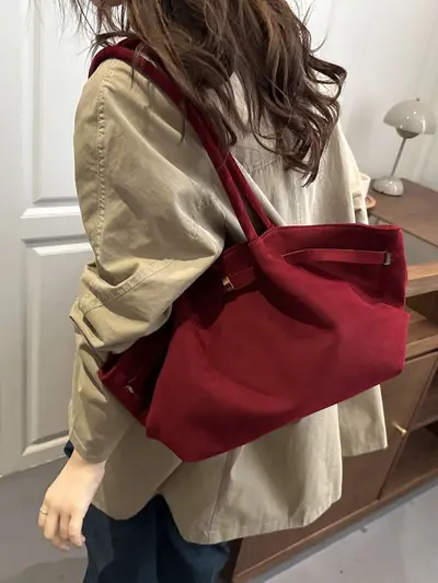 Light Luxury Women's Suede Tote Bag, Single-Shoulder Crossbody - 4