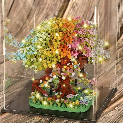 Educational Building Block Set Compatible with LEGO Rainbow Sakura Tree House - 9