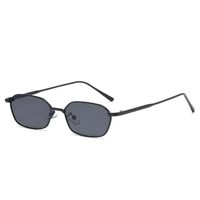 Small-Frame Polygon Metal Sunglasses, Unisex, Ocean Lens - 7