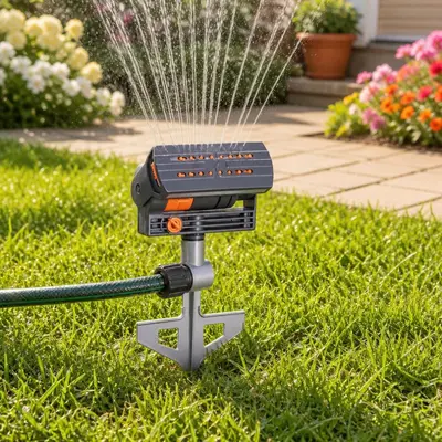 Ground Spike Oscillating Lawn Sprinkler with Adjustable Angle