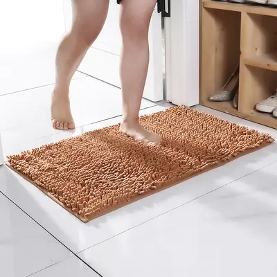 Chenille Bath Mat, Absorbent with Non-Slip Backing - 12