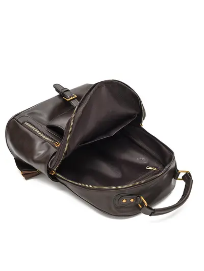 Women's Soft Leather Backpack, Large Capacity Retro School Bag - 5
