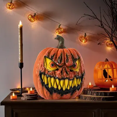 Halloween Pumpkin Head Set and Ghost Face Decoration - 6