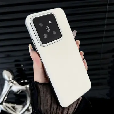 Xiaomi 14 ve 14 Pro için deri dokulu koruyucu telefon kılıfı