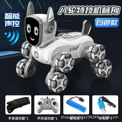 Çocuk akıllı robot köpek oyuncak, sesle kontrollü, 8 tekerlekli - 10