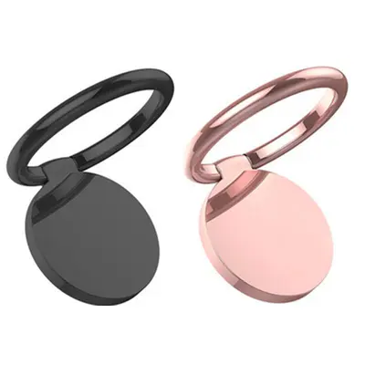 Round metal finger ring holder 360° rotatable desktop lazy support bracket mobile phone holder ring, customizable with logo for wholesale.