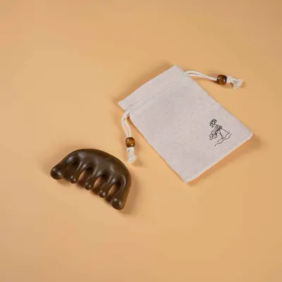 Yeşil sandal ağacı tarağı, meridyen ahşap tarağı, saç derisi masaj tarağı, hediye kutusu, küçük tarak, hediyelik eşya, sandal ağacı sağlık tarağı - 12