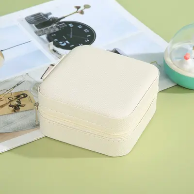 Portable Zippered Jewelry Box Earring Ring Packaging Ornament Box Luxury Travel Jewelry Storage Box In Stock - 9