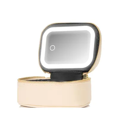 LED Mirror Mini Travel Makeup Bag, Waterproof PU Leather - 9