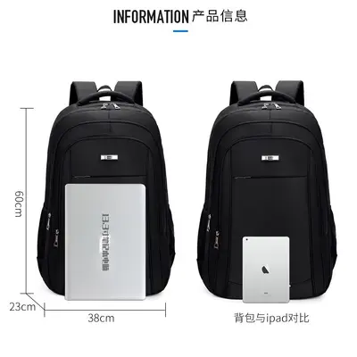 Large Capacity Men's Backpack, Black, Waterproof and Wear-Resistant - 3