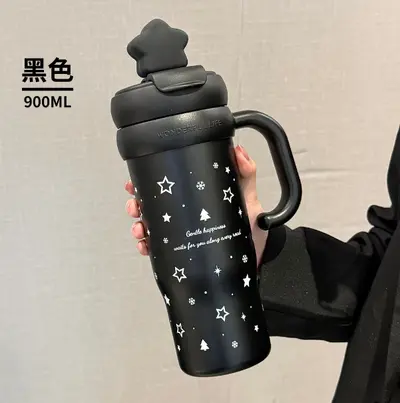 Cross-border 316 Stainless Steel Insulated Tumbler with Handle, Thermal and Cold-Insulating Straw Cup, Outdoor Large Capacity Ice-Proof Water Cup - 11