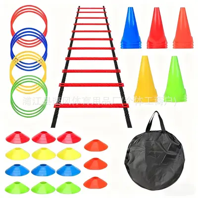 Agility ladder set with football training equipment, obstacle discs and jump rope - 11