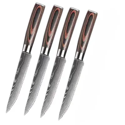 Steak bıçağı seti, 4CR13 çelik, damask desen, 2 parça - 10