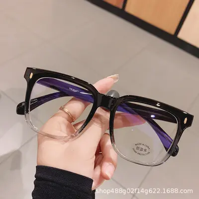 Blue Light Blocking Myopia Glasses for Women, Oversized Black Frame