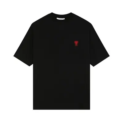 Locker geschnittenes T-Shirt aus reiner Baumwolle mit Pfirsich-Herz-Stickerei