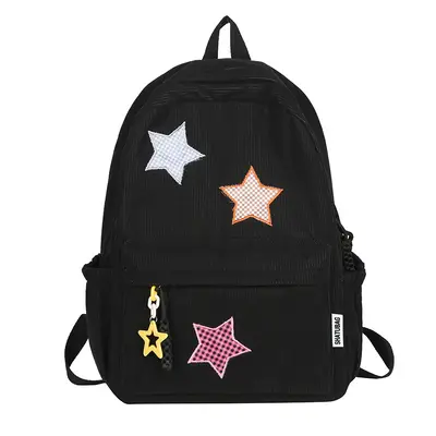 Corduroy Large Capacity Backpack School Bag - 7