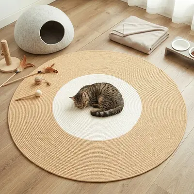 Nordic Woven Cat Scratch Mat, Durable, Cotton Rope - 10