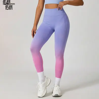 Avrupa ve Amerika'da çok satan batik boyalı gradyan kadın tayt, kalça kaldırıcı spor fitness yüksek bel pantolon, spor dar kesim pantolon, yoga pantolonu