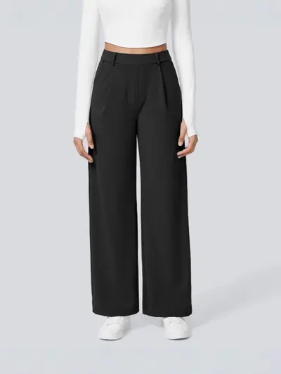 Anzughose, Alltagshose mit Taschen, weit geschnittene gerade Hose