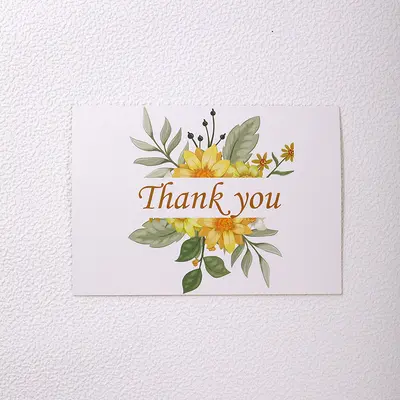 Foldable Thank You Greeting Card with Flowers, Kraft Paper, White Envelope and Seal - 7