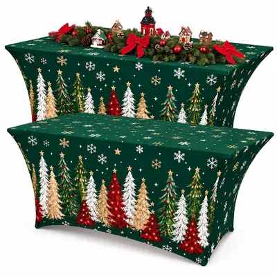 Weihnachts-Stretch-Tischdecke Cocktail-Tischhusse Hochzeits-Bankett Rechteck-Tischdecke wasserdicht und schmutzabweisend Milchseide-Tischdecke - 10