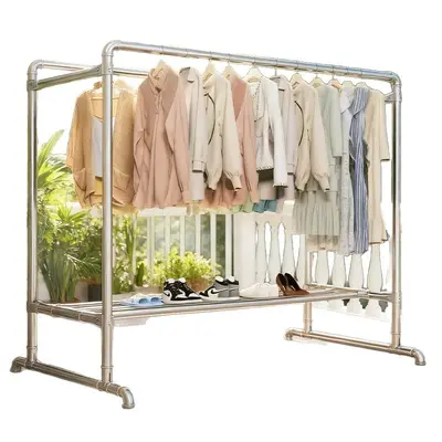 Steel Pipe Outdoor Clothes Drying Rack, Double-Pole, Movable