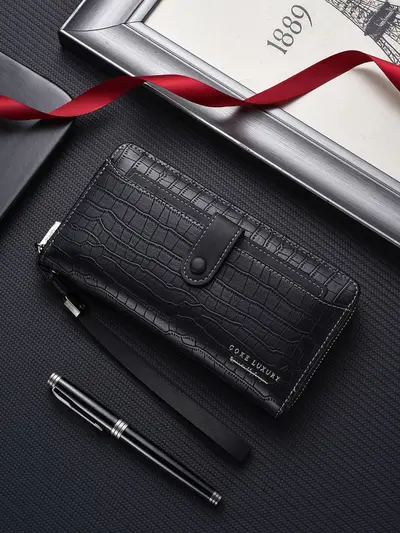 Men's Long Wallet with Zip Phone Compartment, Large Capacity - 1